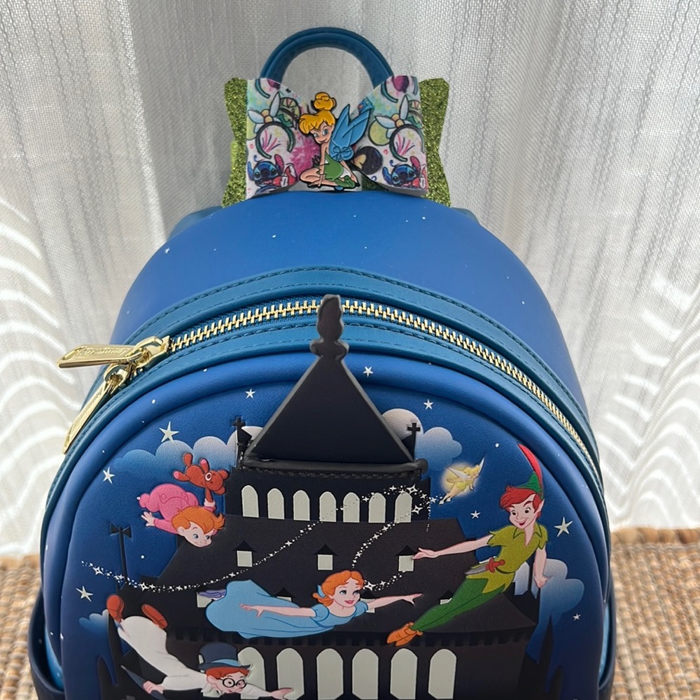 Disney tinker bell pin bow topper for your loungelfy or favorite bag